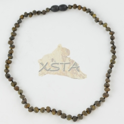 Raw amber necklace for baby green color